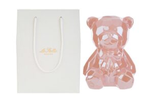 SALVADANAIO ORSETTO PORCELLANA 14x13xh.18CM ROSA C/SHOPPER 13699