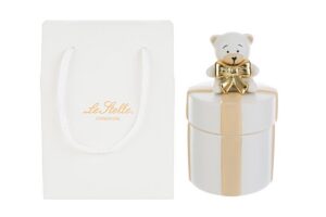 SCATOLA ORSETTO PORCELLANA 9x9xh.15CM BIANCO C/SHOPPER 13694