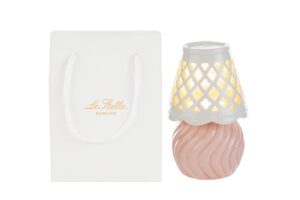 LAMPADA PORCELLANA ROSA 8,5x8,5xh.13,5CM C/SHOPPER 13694