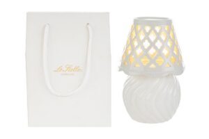 LAMPADA PORCELLANA BIANCA 11,5x11,5xh.17CM C/SHOPPER 13696