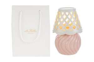 LAMPADA PORCELLANA ROSA 11,5x11,5xh.17CM C/SHOPPER 13696