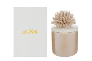 CANDELA SCATOLA CORALLO PORCELLANA BEIGE 7,5x7,5xh.11,5CM C/ASTUCCIO