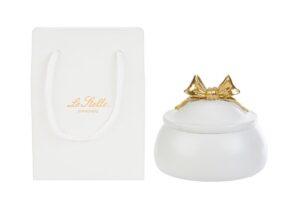 SCATOLA IN RESINA FIOCCO GOLD 10x10x8,5CM C/SHOPPER 13694