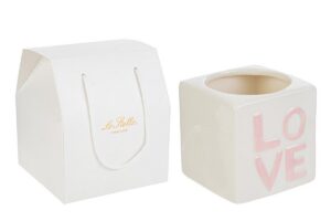 VASETTO PORCELLANA LOVE 9x9x9CM C/SHOPPER 13695