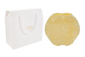 VASO VETRO FIORE GIALLO 14x6xH.15CM C/SHOPPER 156572
