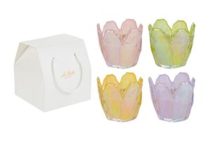 VASETTO VETRO CANDELA 4COL.ASS.8,5xh.8CM C/SHOPPER 13692
