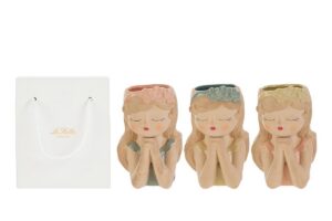 VASO CERAMICA GIRL 3 ASS. 6,5xh.9 CM C/SHOPPER 13693