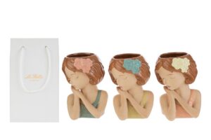 VASO CERAMICA GIRL 3 ASS. 11,5x10,5xh.15,5 CM C/SHOPPER 13893