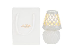 LAMPADA PORCELLANA BIANCA 8,5x8,5xh.13,5CM C/SHOPPER 13694