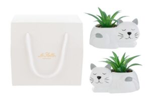 VASETTO GATTINO PIANTINA 2ASS.16x10xh.13CM C/SHOPPER 156574