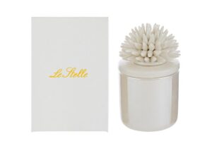 CANDELA SCATOLA CORALLO PORCELLANA BIANCA 7,5x7,5xh.11,5CM C/ASTUCCIO