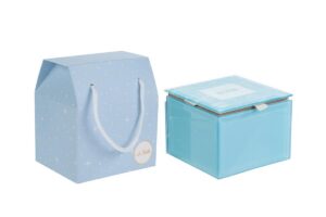 SCATOLA VETRO CELESTE 9x9xh.7CM C/SHOPPER 156635