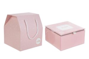 SCATOLA VETRO ROSA 12x12xh.7CM C/SHOPPER 156644