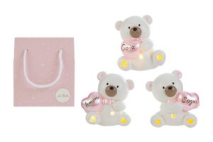 ORSETTO RESINA LED ROSA 3ASS.9x6xh.10,5CM C/SHOPPER 156634
