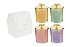 SCATOLA VETRO CANDELA 4COL.ASS.8xh.9CM C/SHOPPER 13693