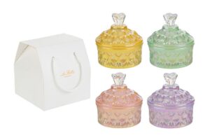 SCATOLA VETRO CANDELA 4COL.ASS.8xh.8CM C/SHOPPER 13692
