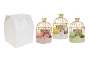 SET AROMA IN GABBIETTA METALLO ORO 3ASS.13xh.20CM C/SHOPPER 13699