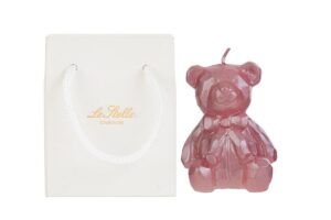 CANDELA ORSETTO 6x6xh.8CM COL.ROSA C/SHOPPER 13691