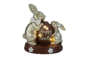 CONIGLIO GOLD CHOCOLATE LED RESINA 17x11xh.18CM