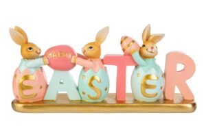 CONIGLIETTI DEC.PASQUA RESINA SCRITTA EASTER 30x6,5xh.12CM