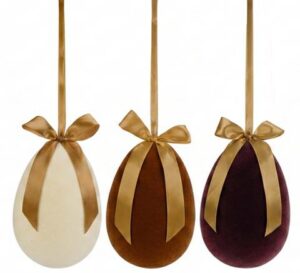 APPENDINO UOVO DI PLASTICA FLOCCATO 3COL.ASS.11X16CM