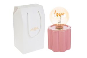 LAMPADA PORCELLANA LED COL.ROSA 10xh.18CM C/SHOPPER 13893