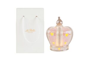 CORONA PORCELLANA LED 9x8x4,5CM ROSA C/SHOPPER 13891