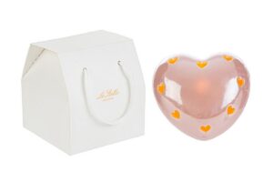 CUORE LED PORCELLANA ROSA 8x8xh.5CM C/SHOPPER 13692
