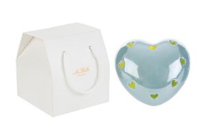 CUORE LED PORCELLANA CELESTE 8x8xh.5CM C/SHOPPER 13692