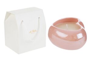 CANDELA SOIA CUORE PORCELLANA ROSA 11x10xh.5,5CM C/SHOPPER 13693