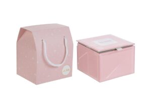 SCATOLA VETRO ROSA 9x9xh.7CM C/SHOPPER 156634