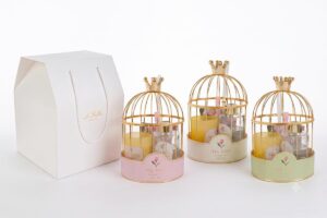 SET AROMA IN GABBIETTA METALLO ORO 3ASS.13xh.20CM C/SHOPPER 13699