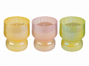 VASO VETRO CANDELA 3COL.ASS.7,5xh.9CM C/SHOPPER 13693