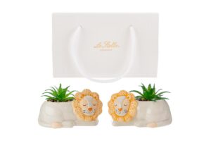 VASETTO LEONE PIANTINA ARTIFICIALE 2ASS.13x7,5xh.8,5CM C/SHOPPER 156570