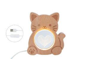 LAMPADA LED LEGNO GATTINO 11x3xh.12,5CM C/ASTUCCIO