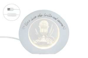 LAMPADA LED LEGNO COMUNIONE 9,5x3xh.8,5CM C/ASTUCCIO