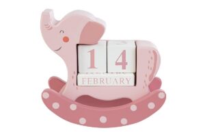CALENDARIO DONDOLO LEGNO ROSA ELEFANTE 12x5xh.13CM C/SHOPPER 156642