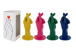 SALVADANAIO MANO RESINA LOVE 4ASS.12,5x12,5xH.24CM C/COLOR BOX
