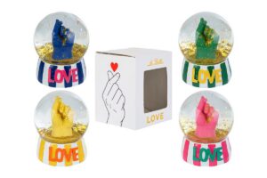 AMPOLLA MANO RESINA LOVE 4 ASS.6,5x6,5xH.8,5CM C/COLOR BOX