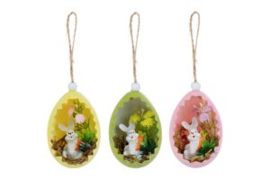 SET 3 PZ APPENDINO UOVO CONIGLIETTO d.6Xh.8CM