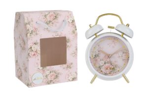SVEGLIA FLOWER ROSA C/LUCE 12x6x17CM C/SHOPPER 156653